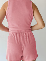 Round Neck Sleeveless Top and Shorts Set