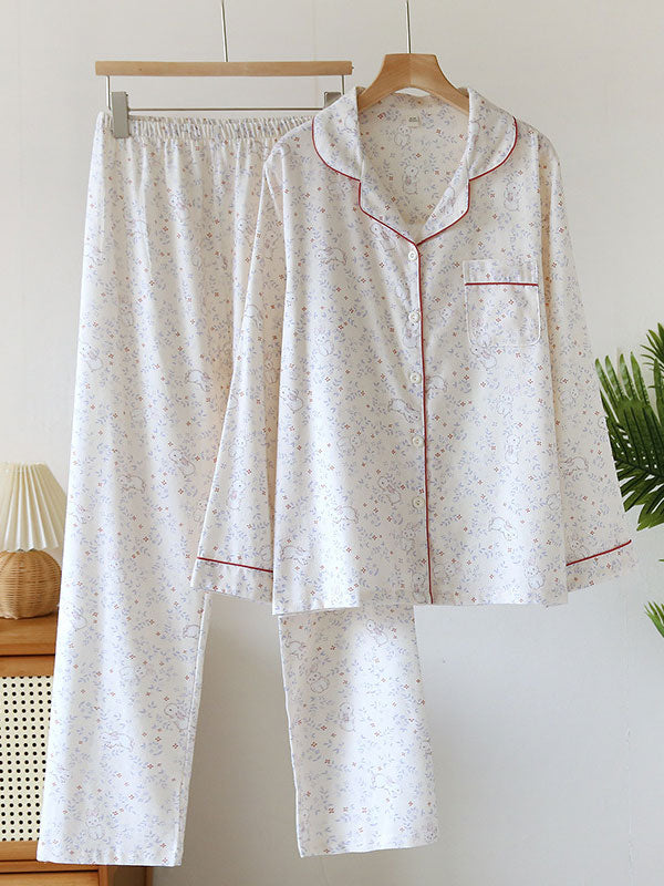 Cute Print Long Sleeve Pajama Set