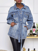 Casual Denim Trench Coat