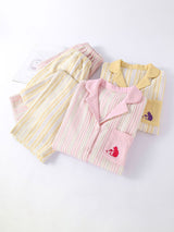 Cute Kitty Striped Long Sleeve Pajama Set