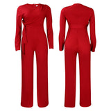 Asymmetrical Neck Tie Up Solid Jumpsuit