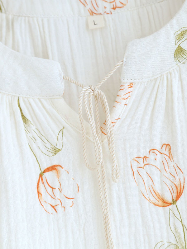 Tulip Print Cotton Crepe Pajama Set