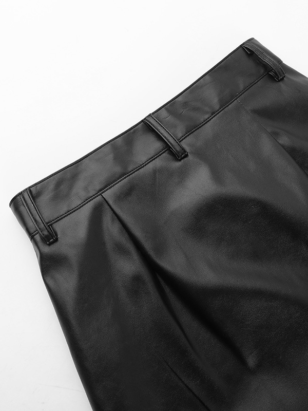High Split Leather Skirt