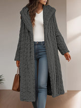 Solid Color Jacquard Long Coat