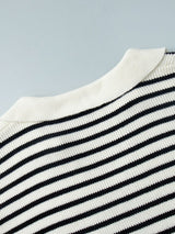 Lapel Striped Loose Pullover Knit Sweater