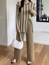 Striped Split Long Sleeve Set