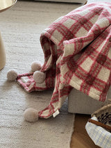 Kafiloe Plaid Sherpa Pom Blanket
