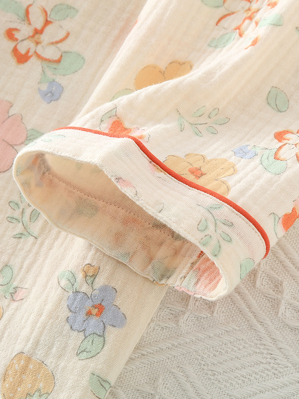 Cotton Floral Print Long Sleeve Pajama Set