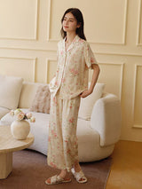 Kafiloe Pink Flowers Cotton Pajama Set