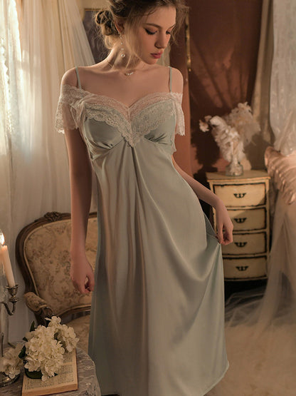 Satin Lace Camisole Long Nightgown
