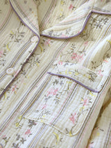 Flowers Striped Cotton Pajama Set