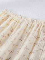 Small Floral Printed Short Sleeve 3Pcs Pajama Set