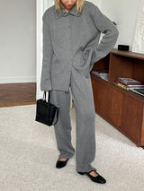 Knitted Solid Color Two Pieces Set