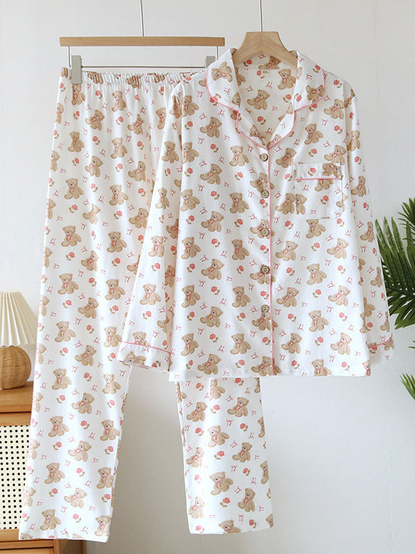 Cute Print Long Sleeve Pajama Set