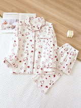Red Heart Long Sleeve Cotton Pajamas