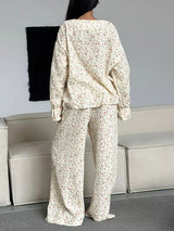 Cotton Floral Long Sleeve Pants Lounge Set