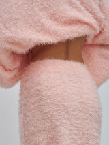 Fluffy Knitted Pink Maxi Skirt Set