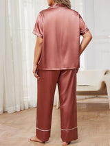 Plus Size Short Sleeve Satin Pajama Set