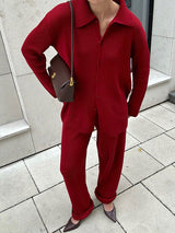 Knitted Solid Color Two Pieces Set