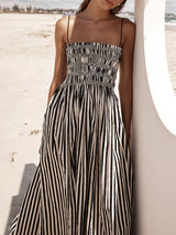 Sleeveless Pinstripe Long Maxi Dress