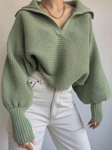 Long Sleeve Turndown Collar Sweater