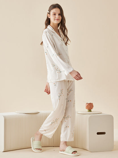 Floral Lace Design Pajama Set