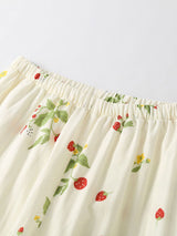 Strawberry & Floral Printed Pajama Set