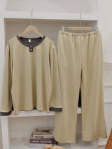 Thermal Velvet Striped Long Sleeve Pajama Set