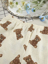 Teddy Bear Printed Short Sleeve Lounge Set