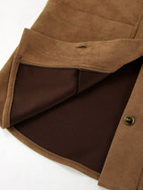 Vintage Solid Color Pockets Brown Jacket