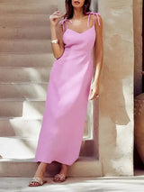 Cotton Sleeveless Pink Maxi Dress
