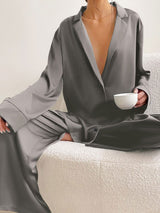 Oversized Solid Satin Loungewear Set