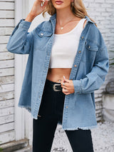 Lapel Neck Long Sleeve Denim Jacket