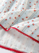 Strawberry Plaid Ruffle Sleeve Pajama Set