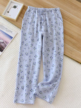 Crepe Elastic Waist Long Pajama Pants