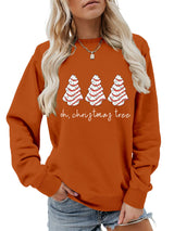 Christmas Tree Print Crew Neck Hoodies