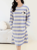 Striped Puppy Patchwork Plush Nightgown