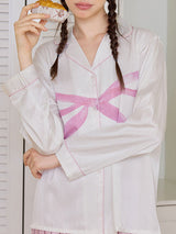 Sweer Bow Tie Print Long Sleeve Pajama Set