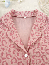 Pink Cotton Leopard Print Pajamas