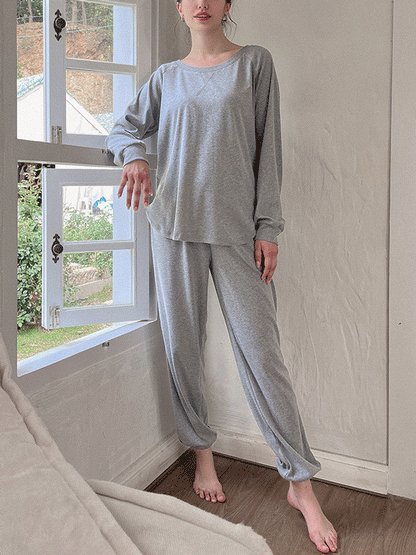 Solid Color Soft Loungwear Set