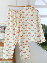 Cotton Dachshund Dog Long Sleeve Pajamas Set