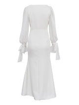Lace Long Sleeve White Maxi Dress