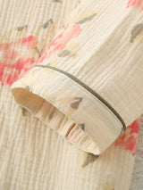 Pink Flowers Long Sleeve Cotton Pajama Set