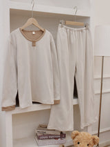 Thermal Velvet Striped Long Sleeve Pajama Set