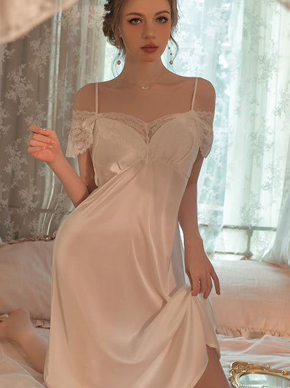 Satin Lace Camisole Long Nightgown