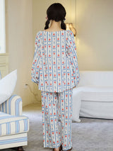 Floral Stripe Cotton Pajama Set