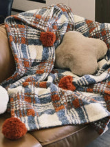 Kafiloe Plaid Sherpa Pom Blanket