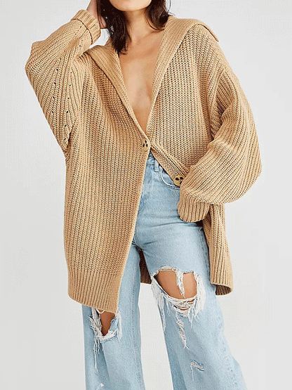 Chunky Knit Button Down Sweater Cardigan