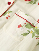 Strawberry & Floral Printed Pajama Set