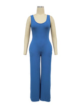 Solid Color Ribbed Knit Vest Jumpsuit Set